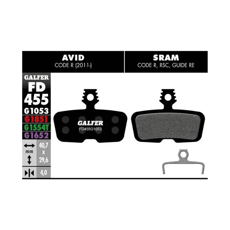 GALFER BIKE STANDARD BRAKE PAD AVID CODE R - FD455G1053