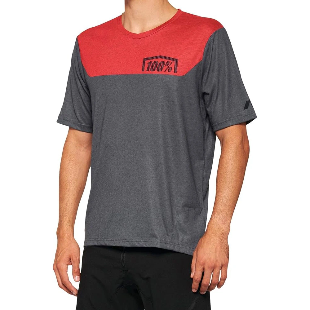 100% AIRMATIC Camiseta MTB Manga Corta Charcoal/Racer Red - Talla S