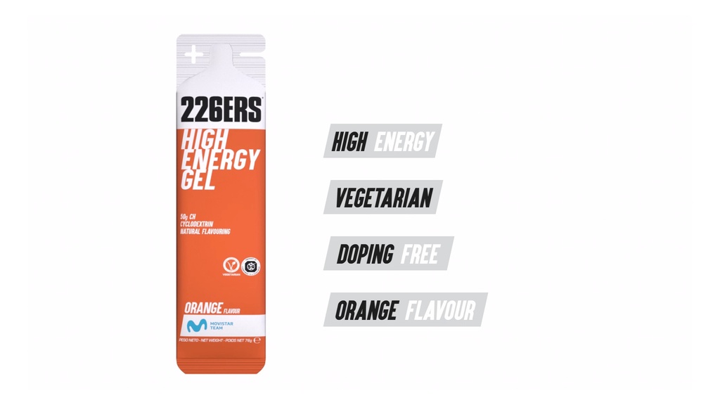[5474] 226ers HIGH ENERGY GEL 76g - Gel Energético con ciclodextrina - Naranja con BCAA 