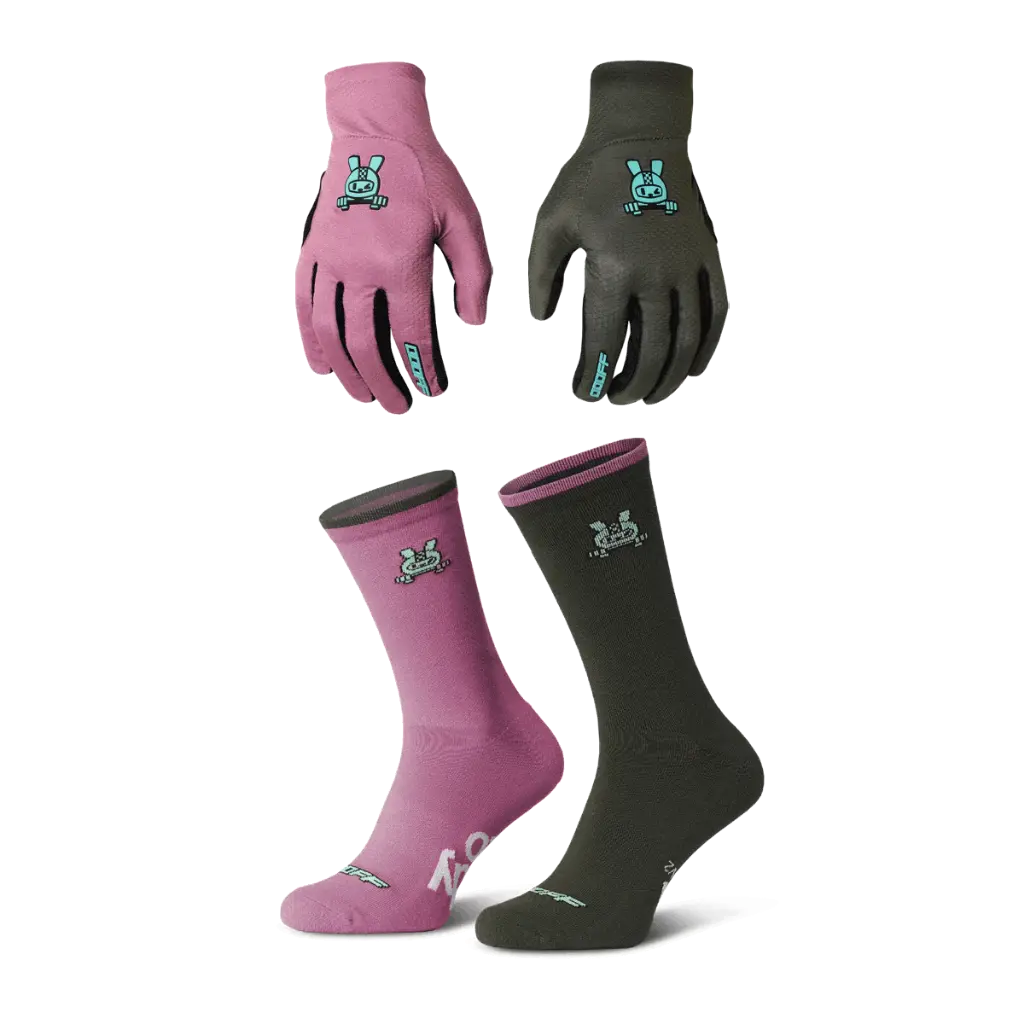 Pack OOOFF Guantes y Calcetines Khaki/Violeta
