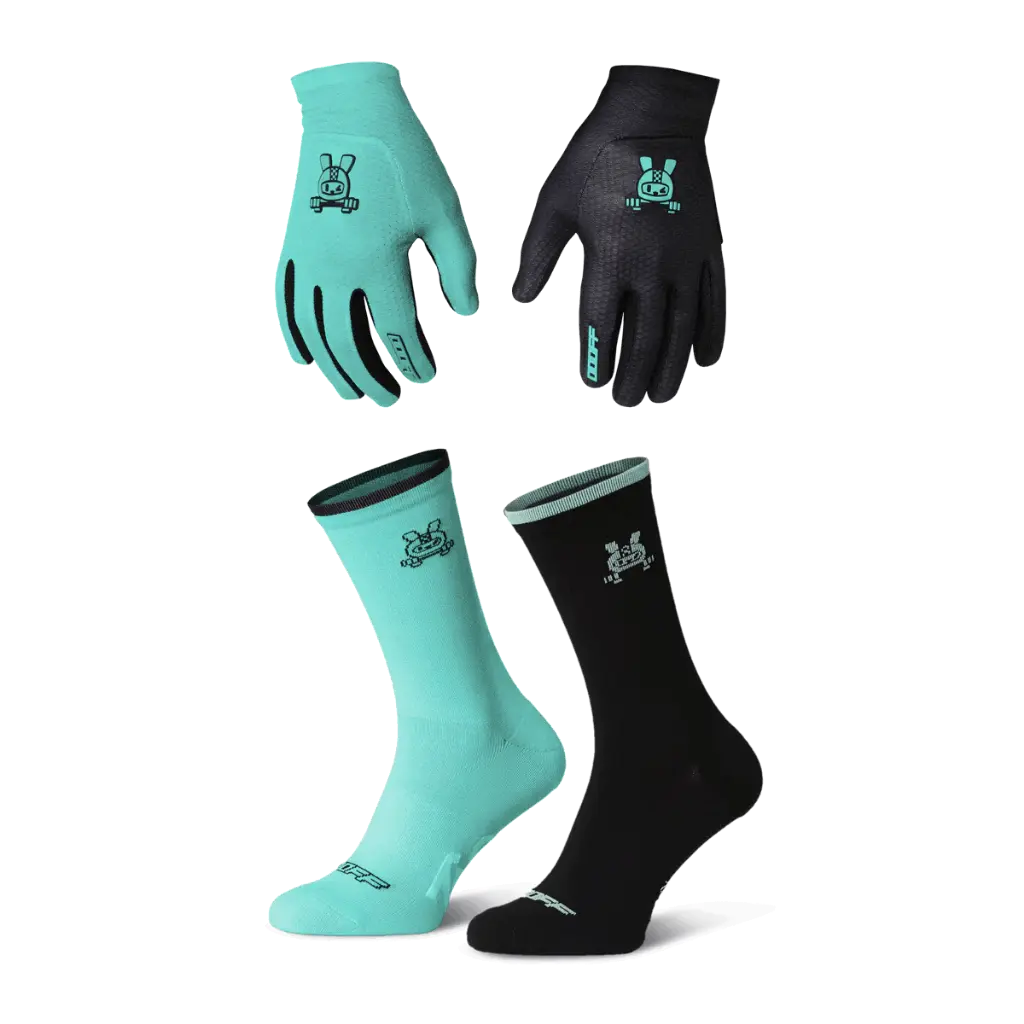 Pack OOOFF Guantes y Calcetines Turquesa/Negro