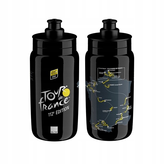 BIDON ELITE FLY TOUR DE FRANCIA NEGRO MAPA 550 ml 2025