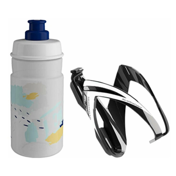 KIT ELITE PORTABIDON CEO NEGRO BRILLO/BLANCO/BIDON JET TRANSPARENTE/AZUL 350 ml