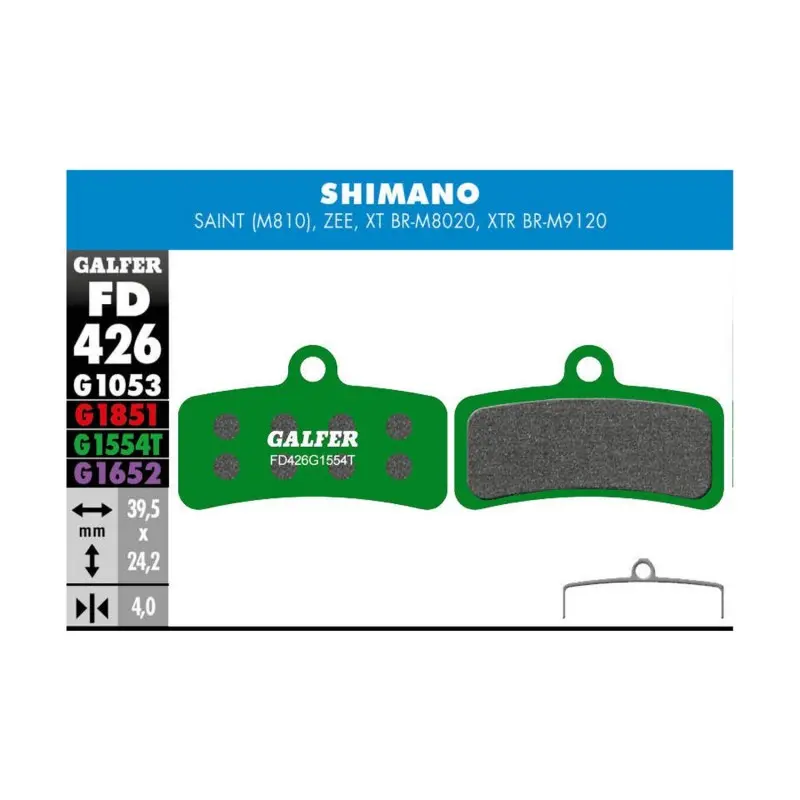 GALFER BIKE PRO BRAKE PAD SHIMANO SAINT - ZEE - XTR 2019 - FD426G1554T